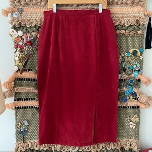 *4/$20* Vintage 90s Eric Ryan Sport Red Pencil Skirt with Thigh Slit Size 14